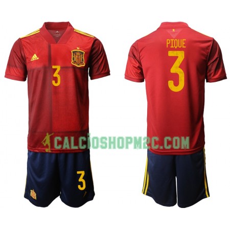 Spagna Gerard Pique 3 Bambino Maglia Prima Euro 2020 Manica Corta (+ Pantaloncini)